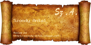 Szondy Antal névjegykártya